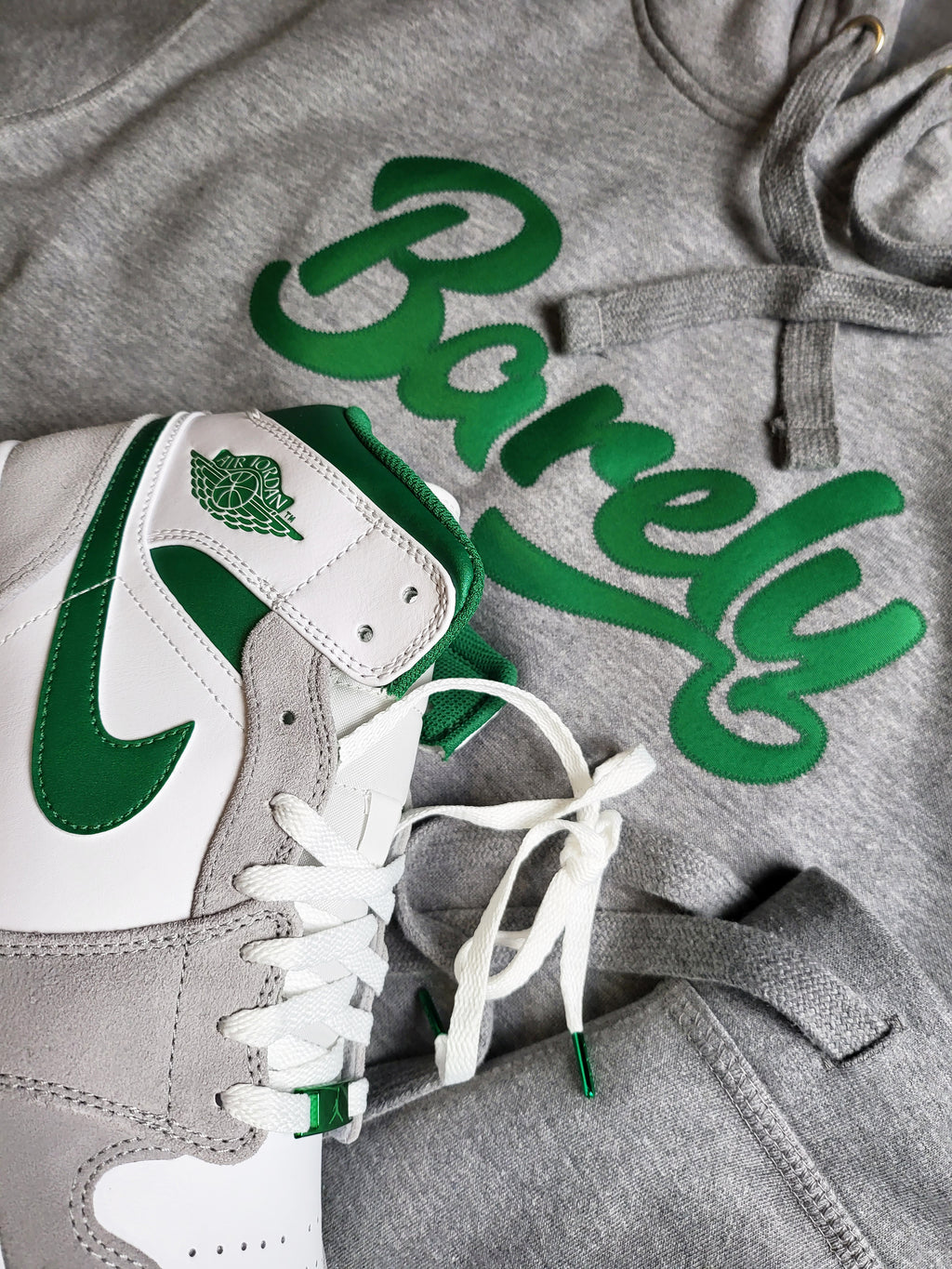 Barely "Script" Logo Hoodie (Gry/Grn) - Barely Ordinary