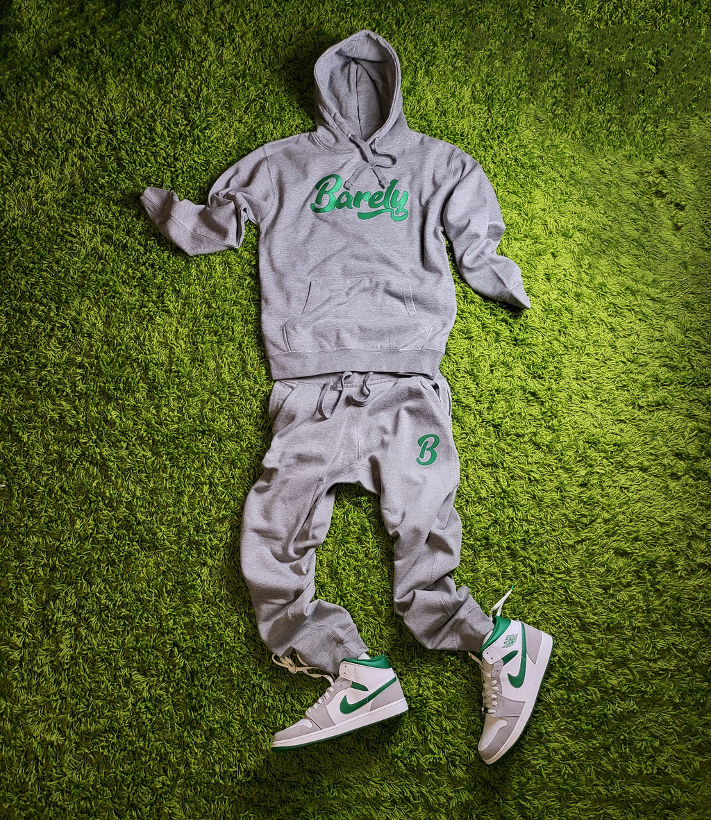 Barely "Script" Logo Hoodie (Gry/Grn) - Barely Ordinary