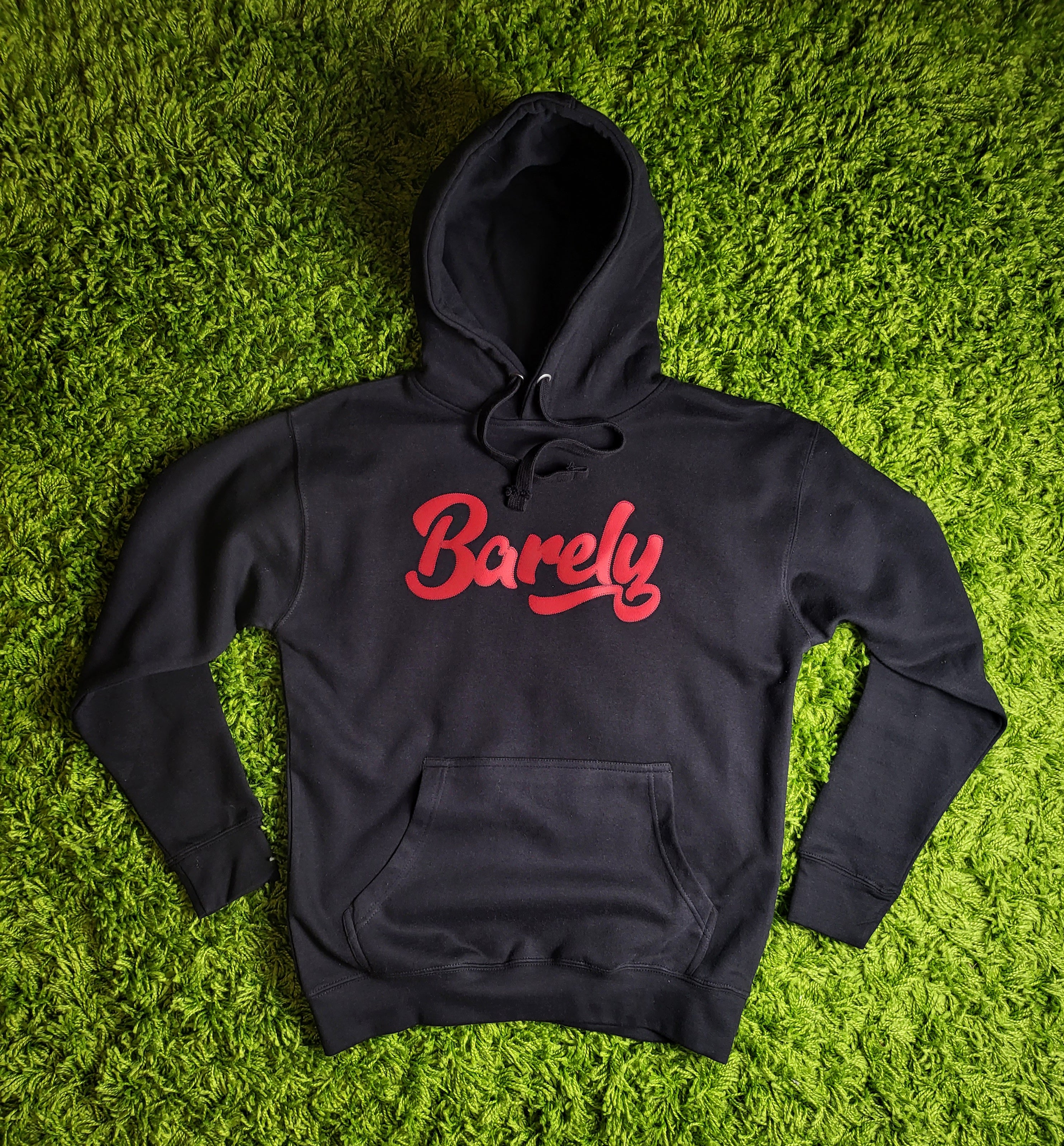Barely "Script" Logo Hoodie (Blk/Red)