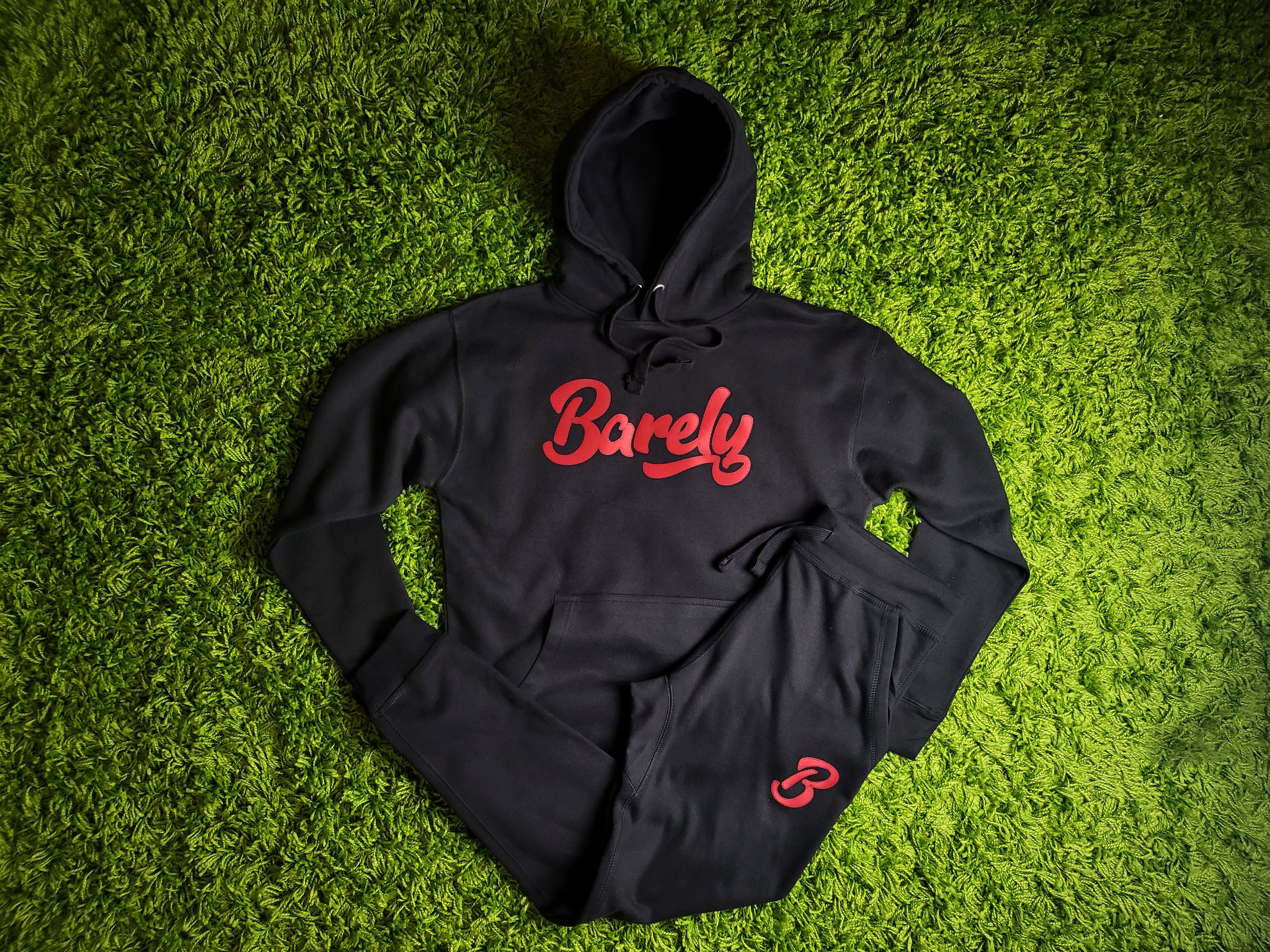 Barely "Script" Logo Hoodie (Blk/Red)