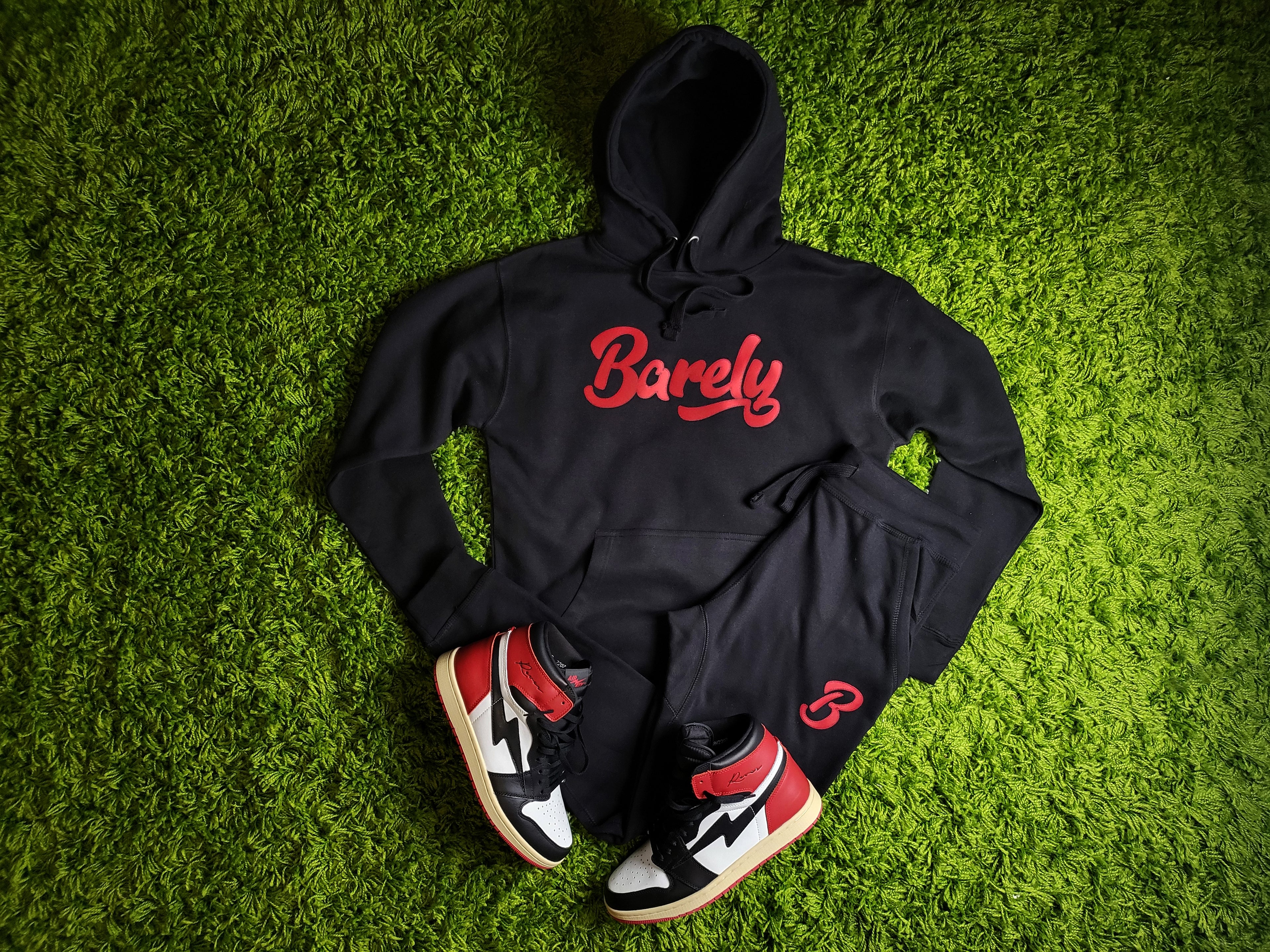 Barely "Script" Logo Hoodie (Blk/Red)