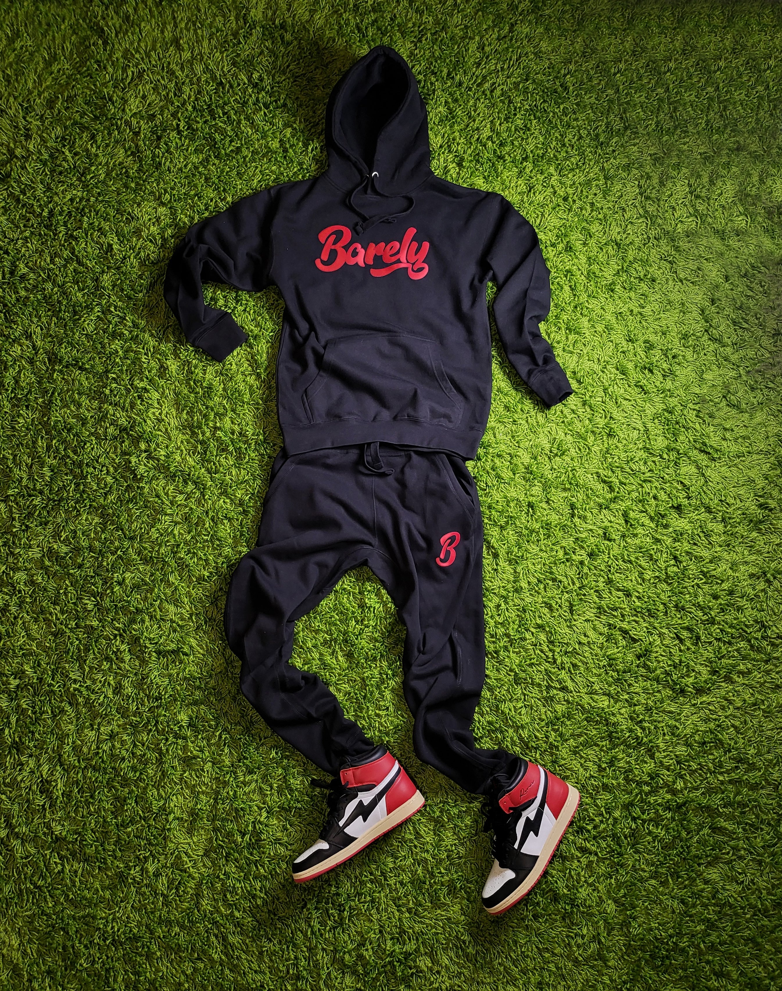 Barely "Script" Logo Hoodie (Blk/Red)