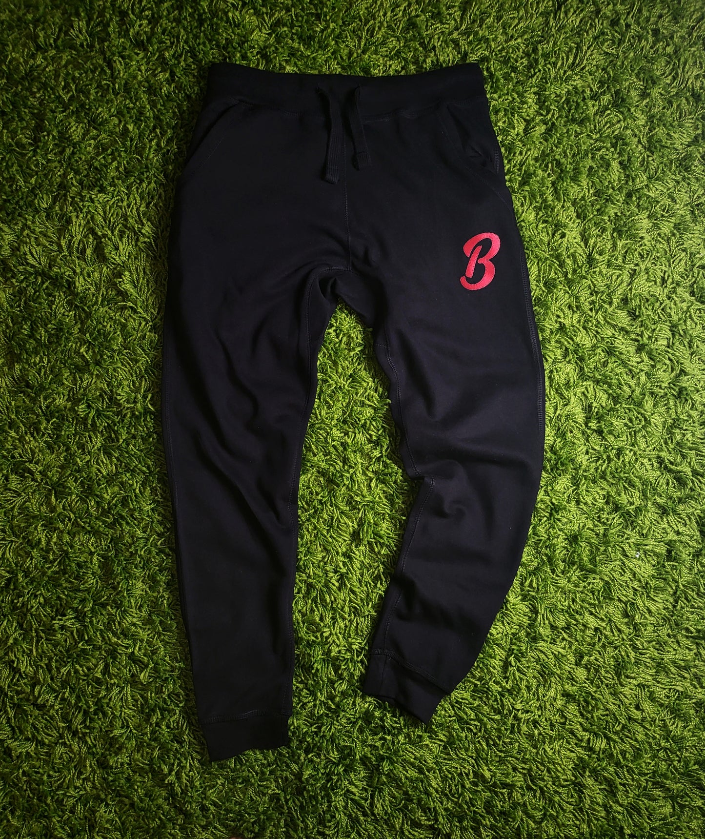 Barely "B" Logo Joggers (Blk/Red) - Barely Ordinary