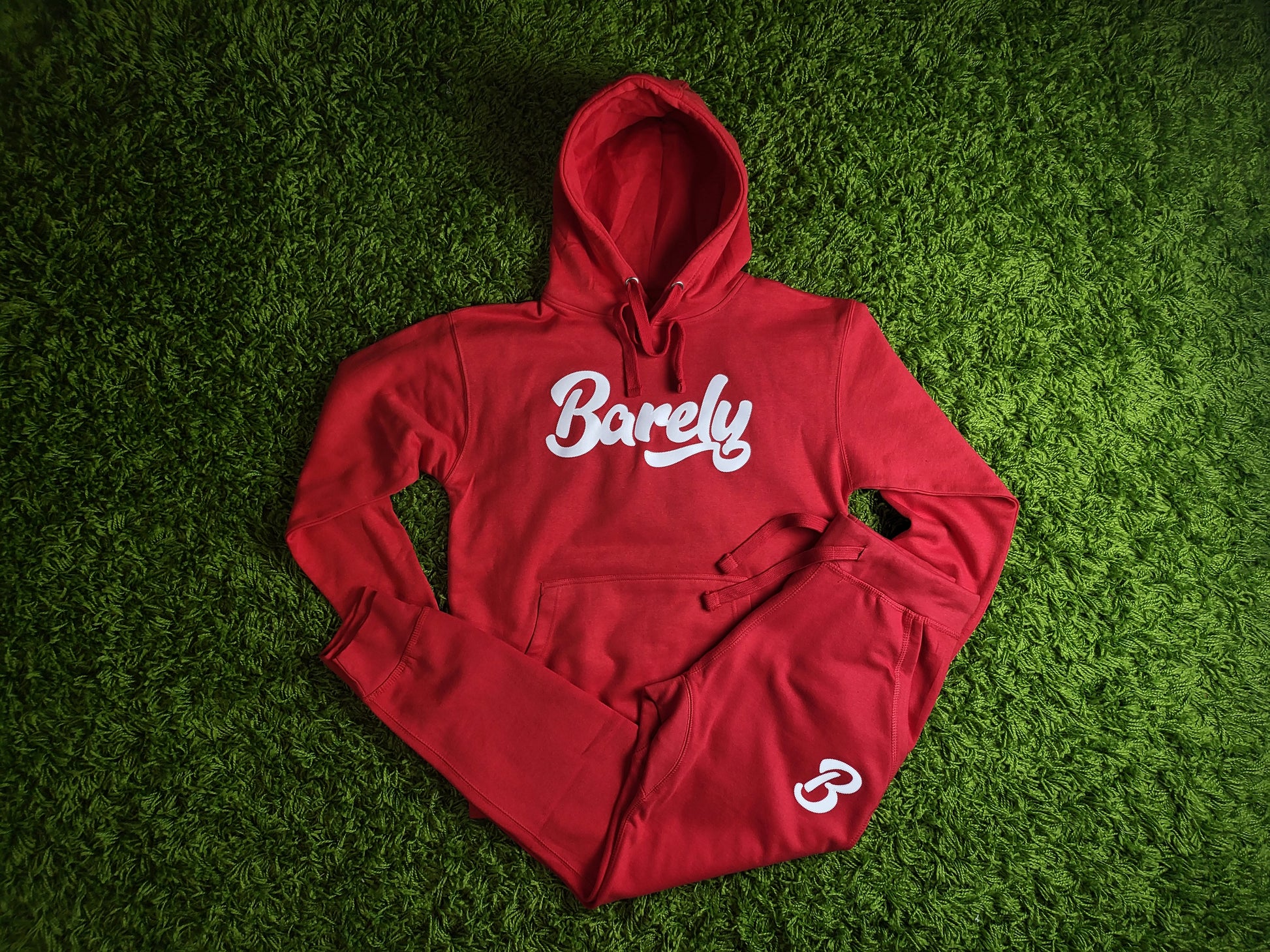 Barely "Script" Logo Hoodie (Red/Wht) - Barely Ordinary