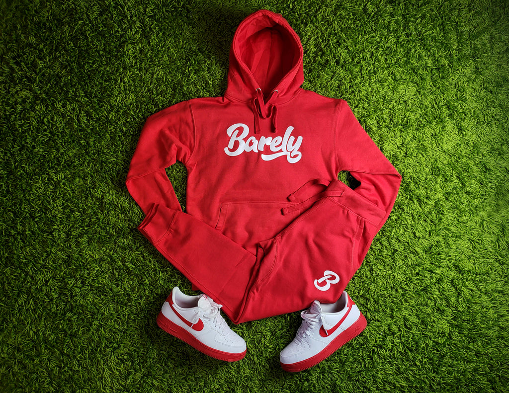 Barely "Script" Logo Hoodie (Red/Wht) - Barely Ordinary
