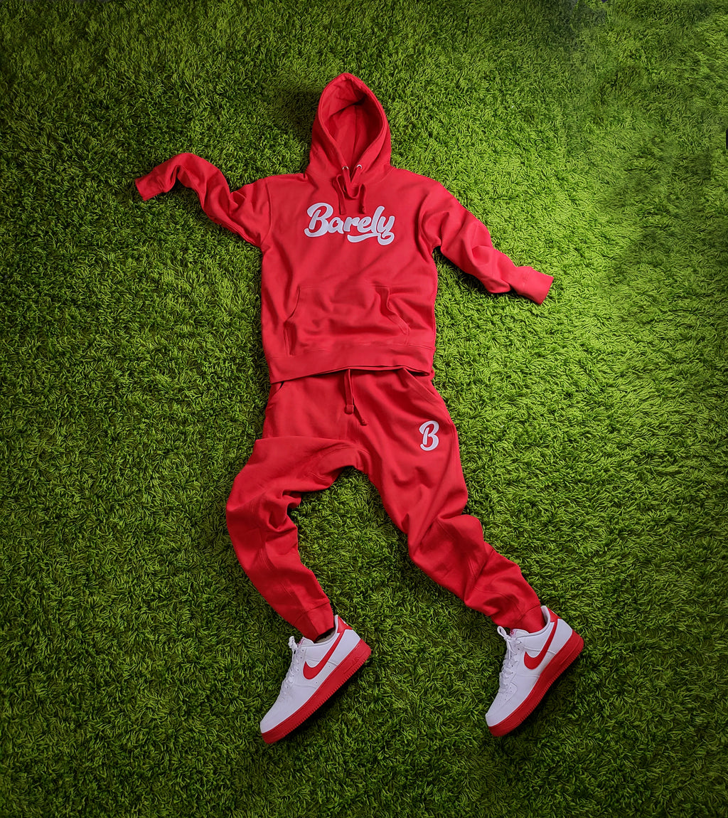 Barely "Script" Logo Hoodie (Red/Wht) - Barely Ordinary
