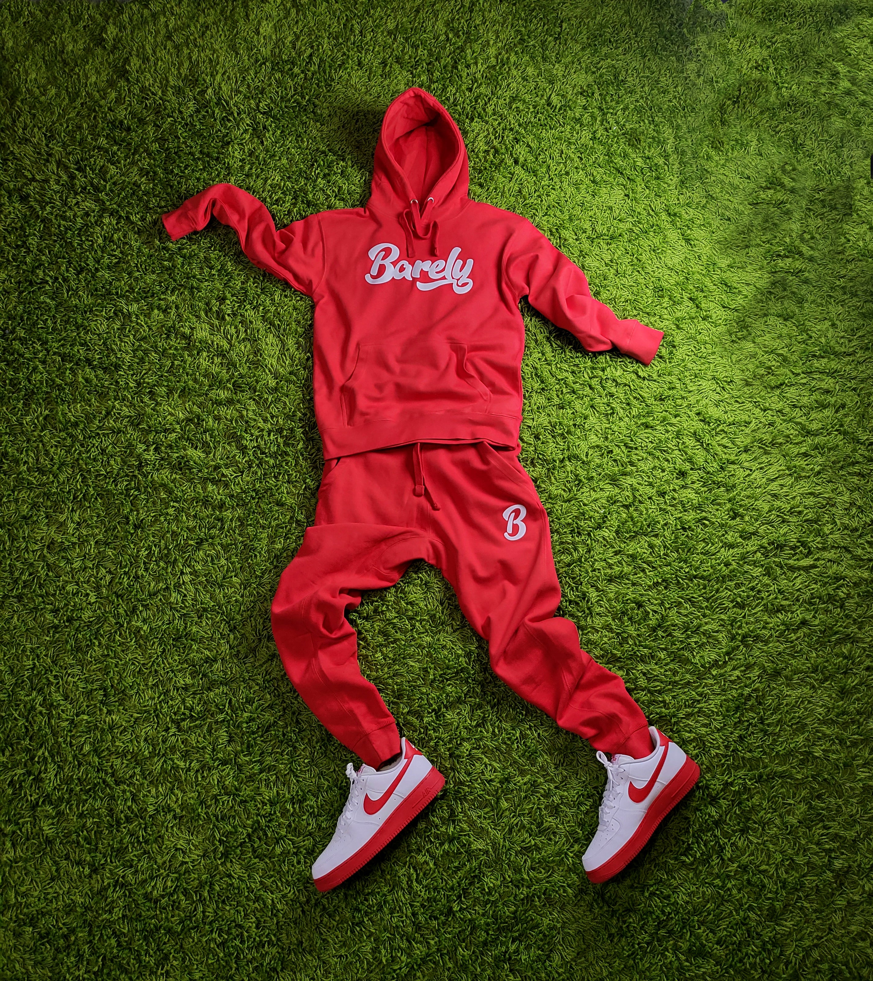 Barely "Script" Logo Hoodie (Red/Wht) - Barely Ordinary