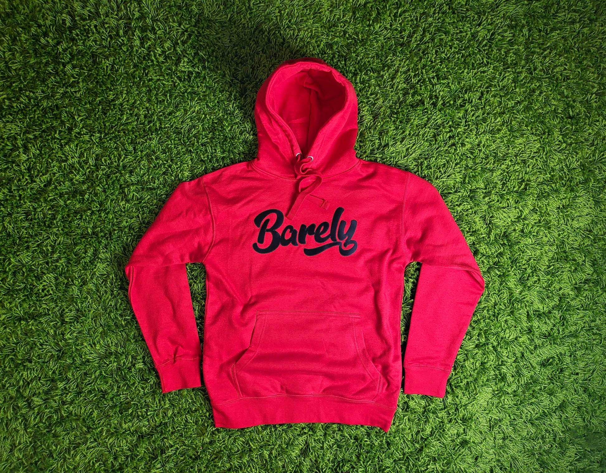 Barely "Script" Logo Hoodie (Red/Blk) - Barely Ordinary