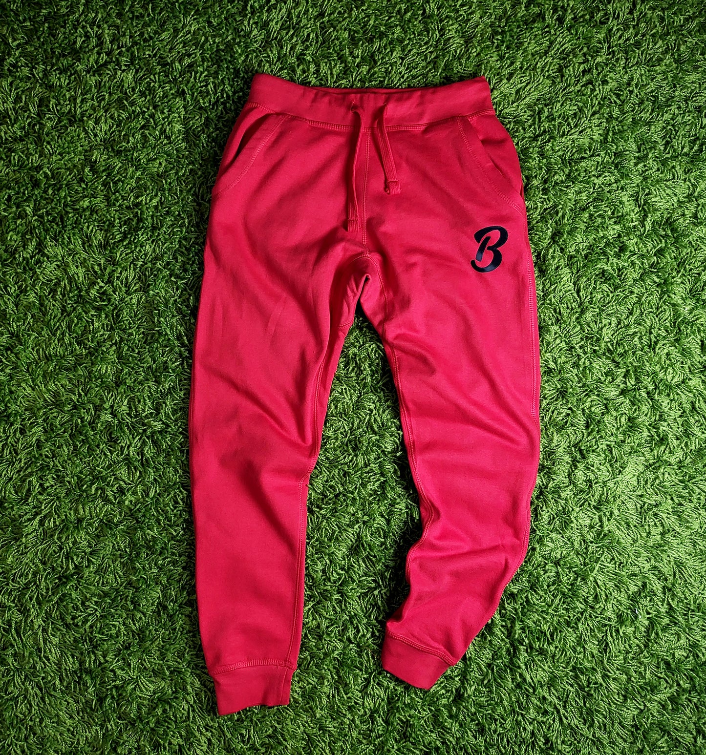 Barely "B" Logo Joggers (Red/Blk) - Barely Ordinary