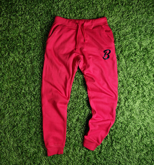 Barely "B" Logo Joggers (Red/Blk) - Barely Ordinary