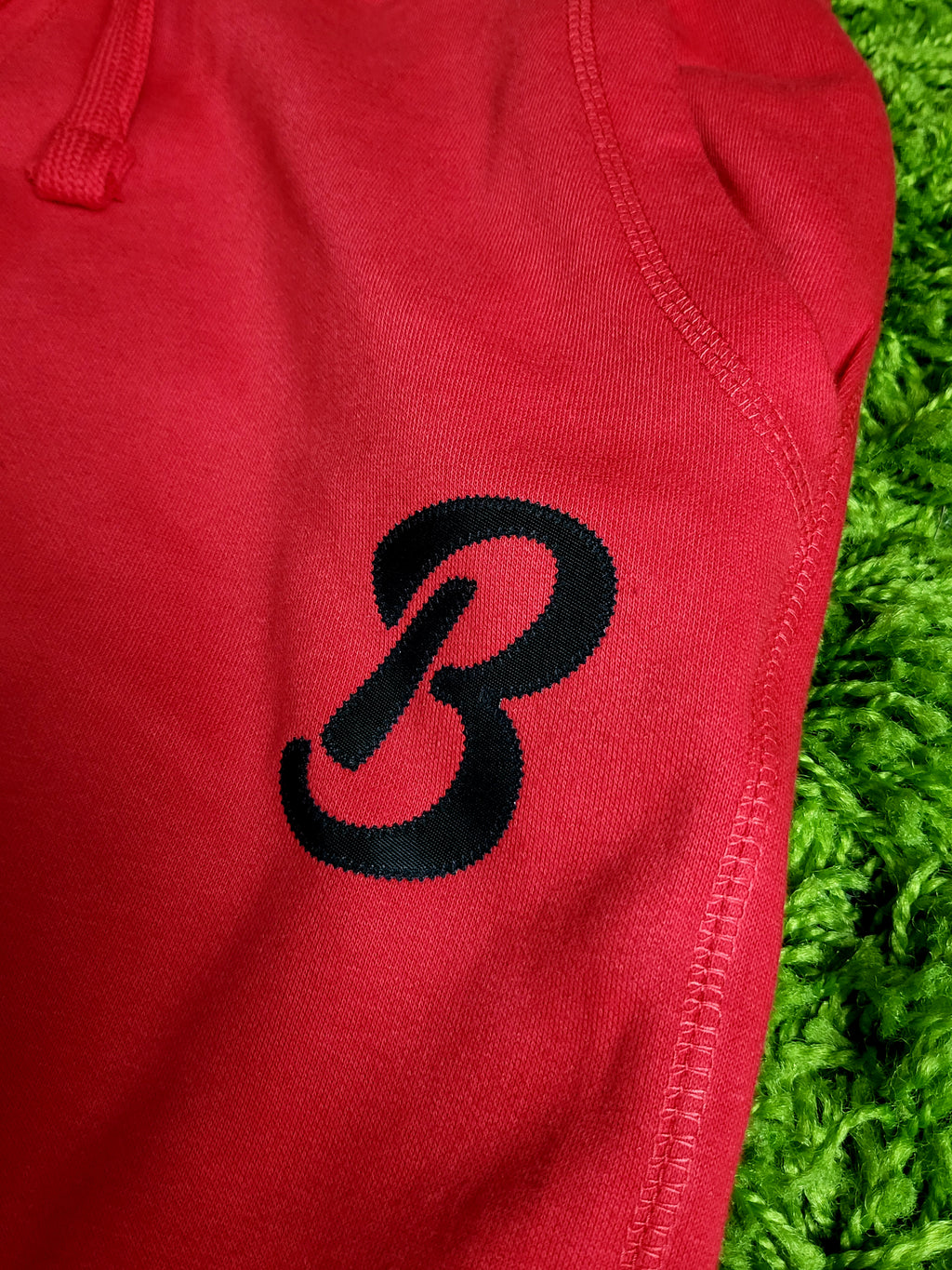 Barely "B" Logo Joggers (Red/Blk) - Barely Ordinary