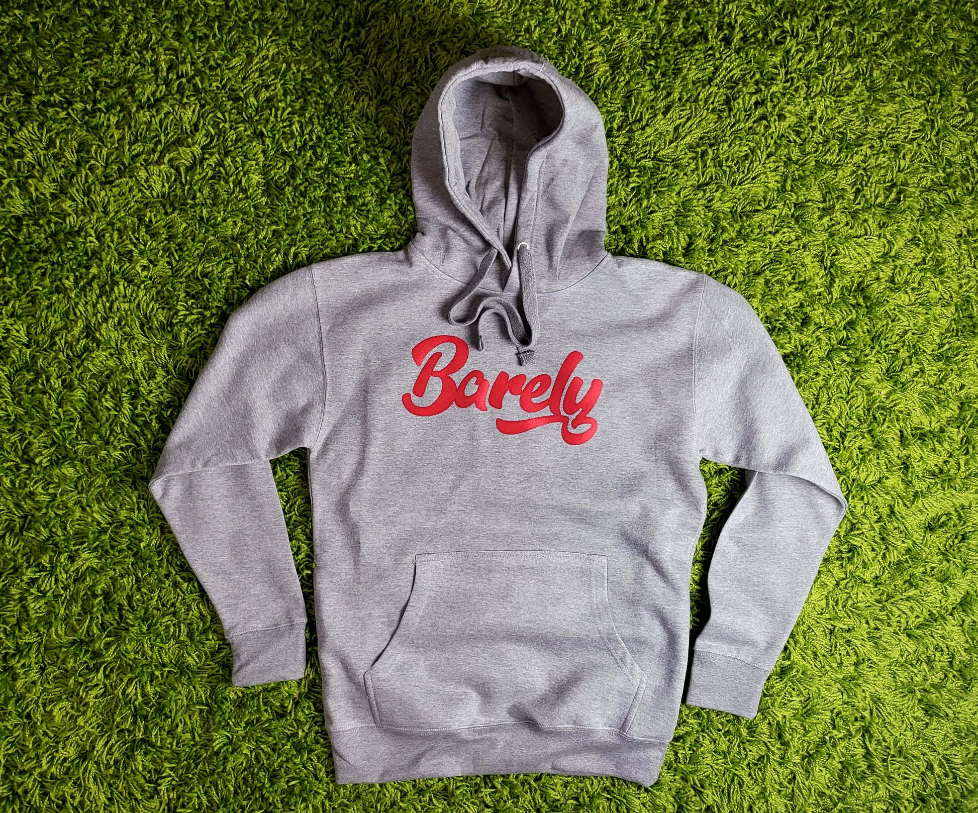 Barely "Script" Logo Hoodie (Gry/Red) - Barely Ordinary