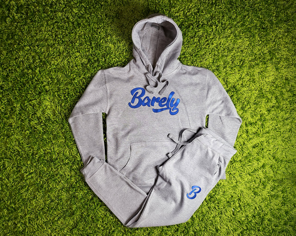 Barely "B" Logo Joggers (Gry/Blu) - Barely Ordinary
