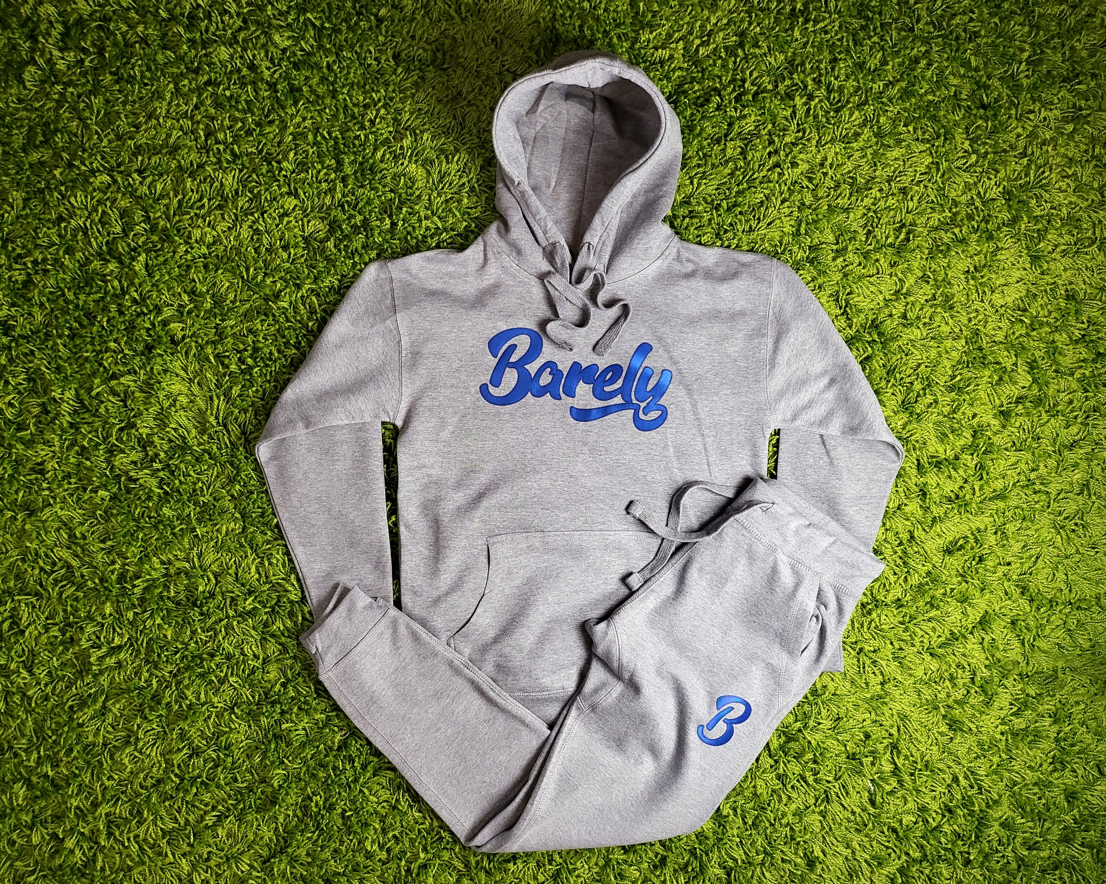 Barely "B" Logo Joggers (Gry/Blu) - Barely Ordinary