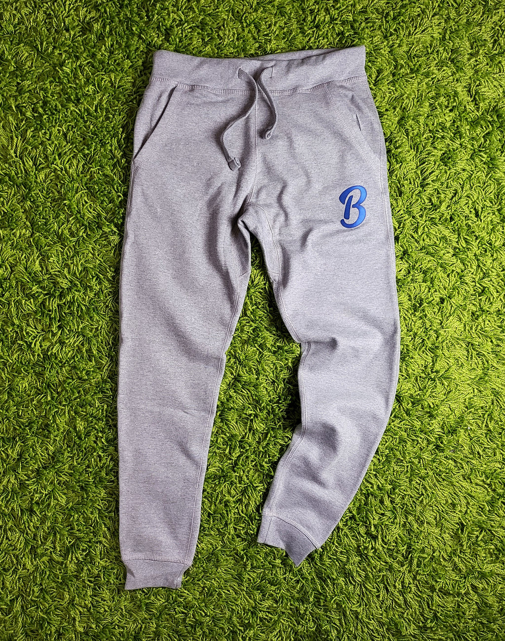 Barely "B" Logo Joggers (Gry/Blu) - Barely Ordinary