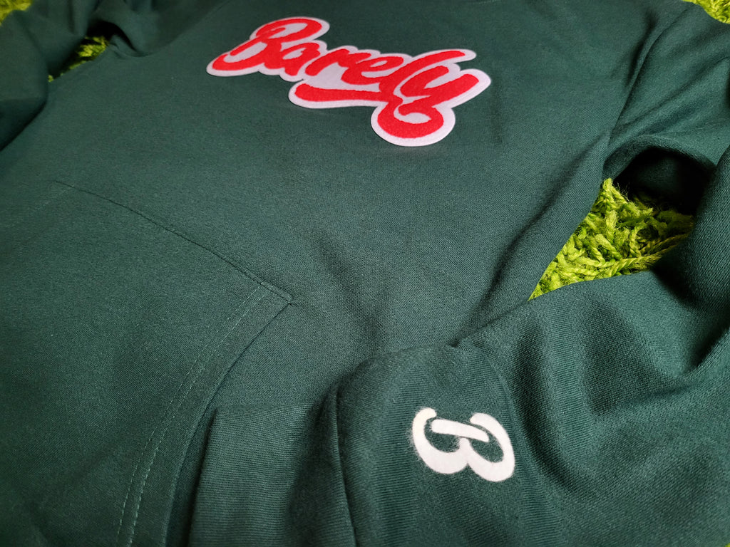 Barely "Script" Chenille Logo Crew Neck Sweatshirt - (Grn/Red) - Barely Ordinary