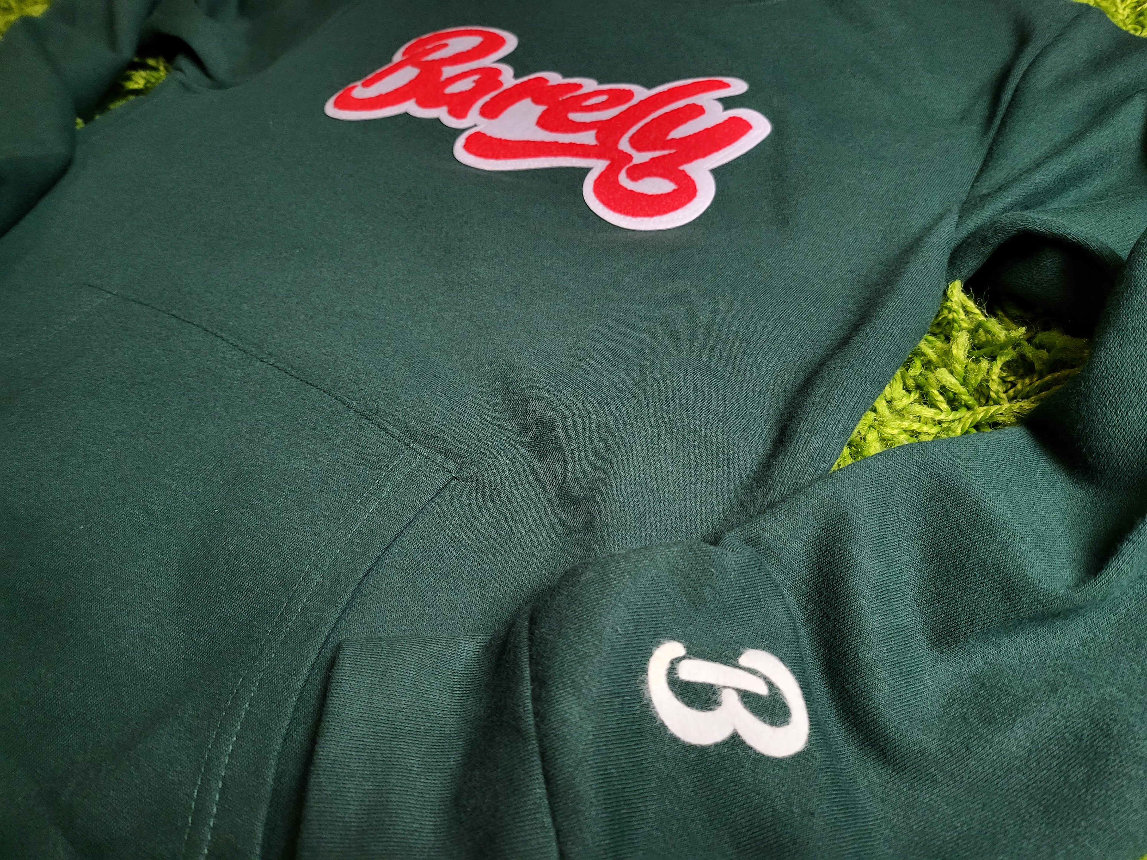 Barely "Script" Chenille Logo Crew Neck Sweatshirt - (Grn/Red) - Barely Ordinary