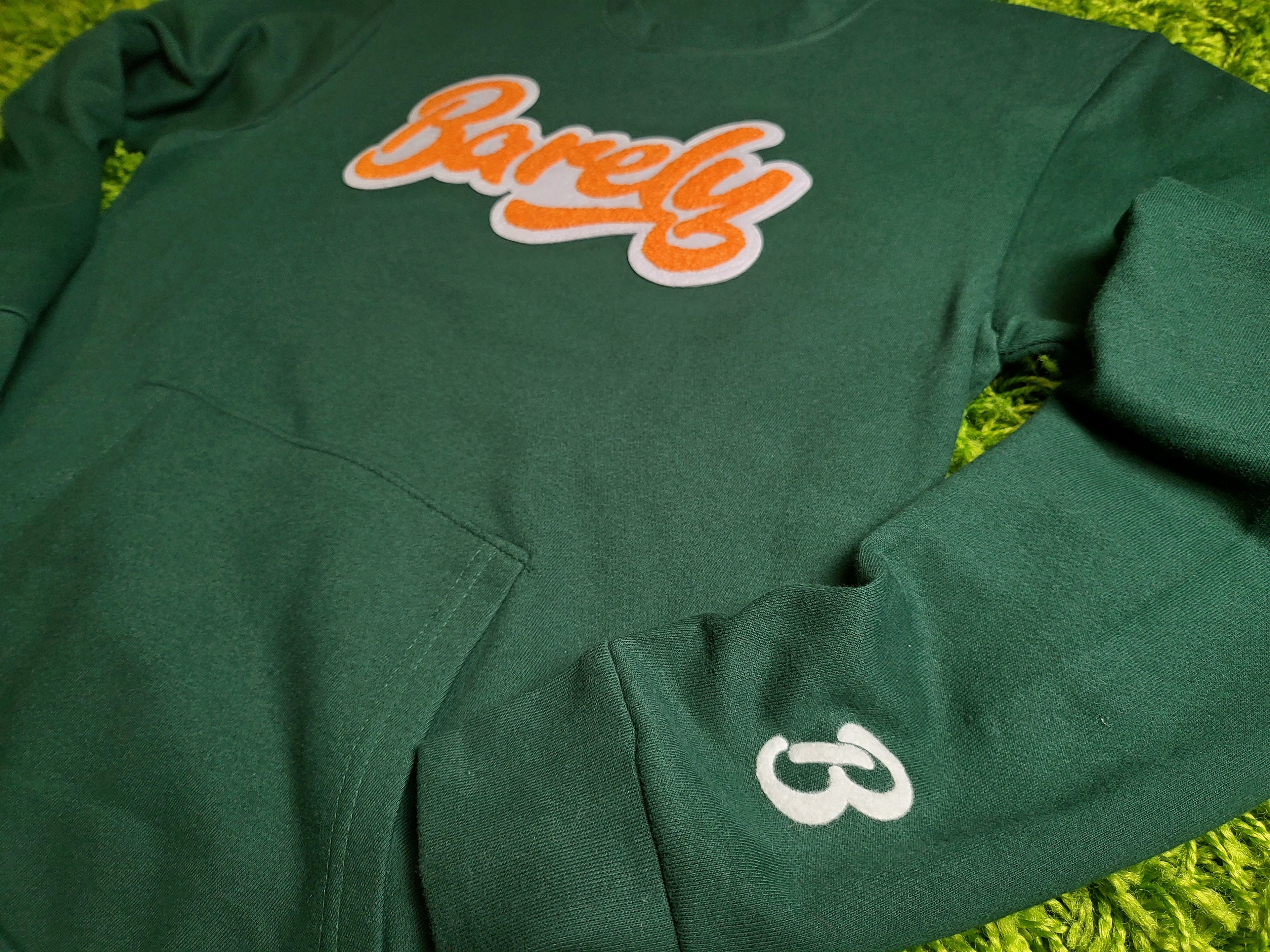 Barely "Script" Chenille Logo Crew Neck Sweatshirt - (Grn/Org) - Barely Ordinary