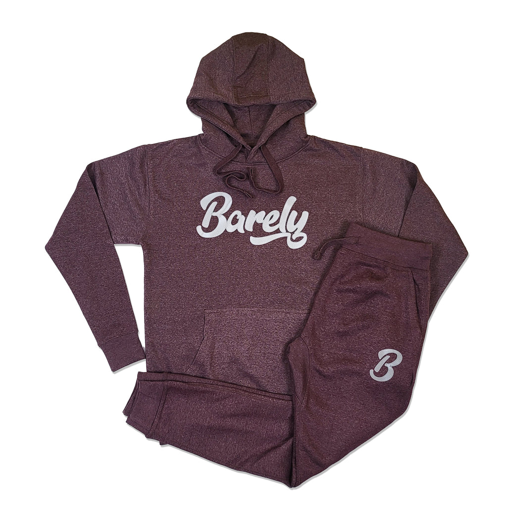 Barely "B" Logo Joggers (Wine/Silver) - Barely Ordinary