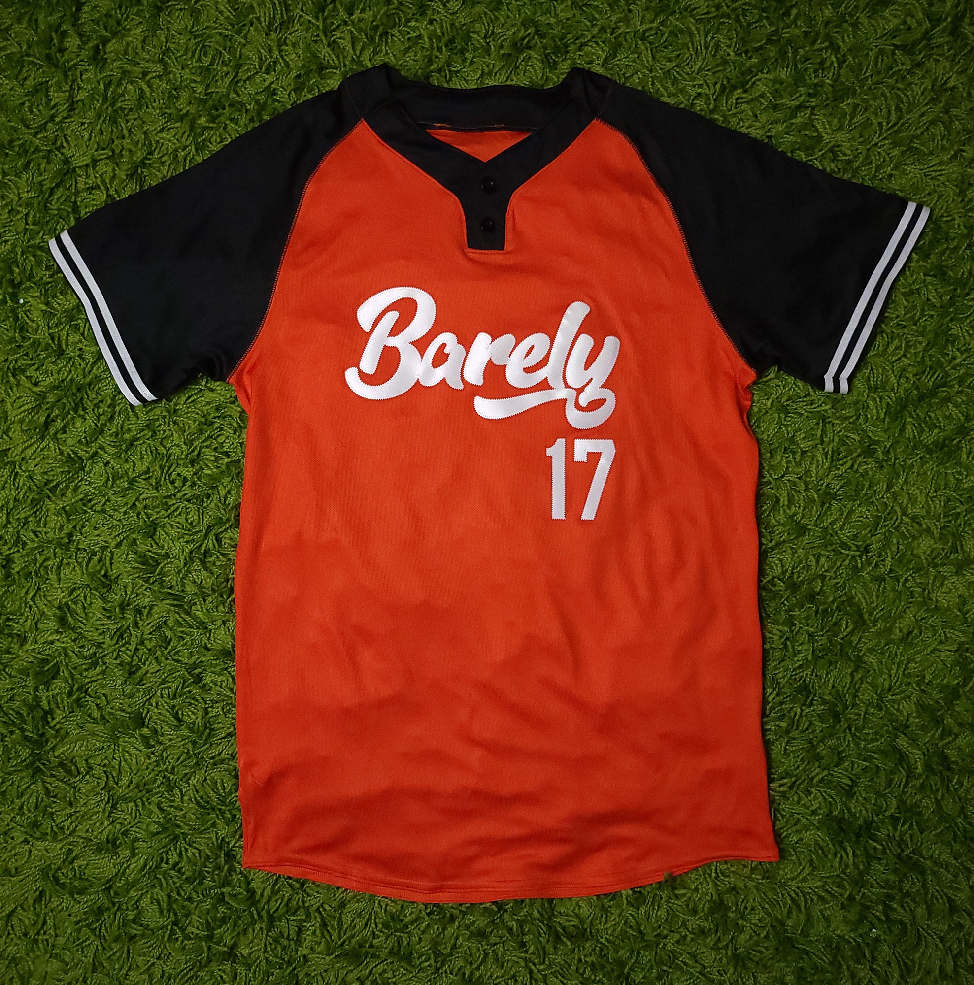 Barely Henley Jersey-(Blk/Org) - Barely Ordinary
