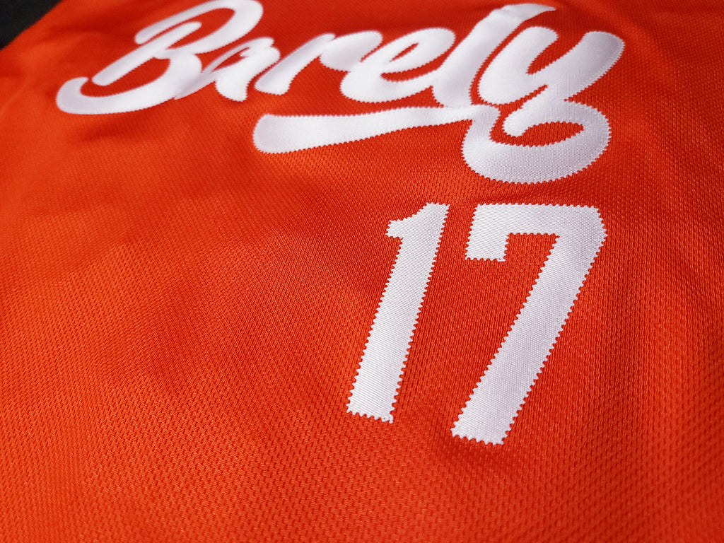 Barely Henley Jersey-(Blk/Org) - Barely Ordinary