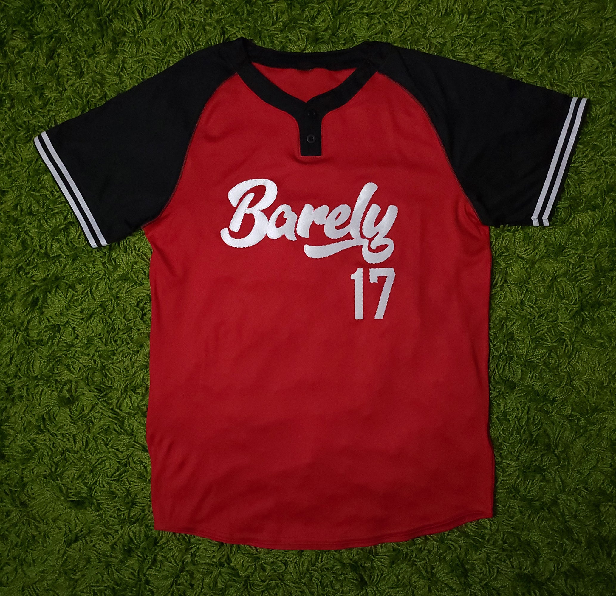 Barely Henley Jersey-(Blk/Red) - Barely Ordinary
