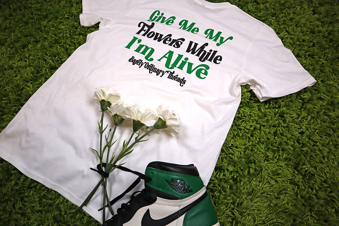 Barely "Flowers" Tee (Grn/Blk) - Barely Ordinary