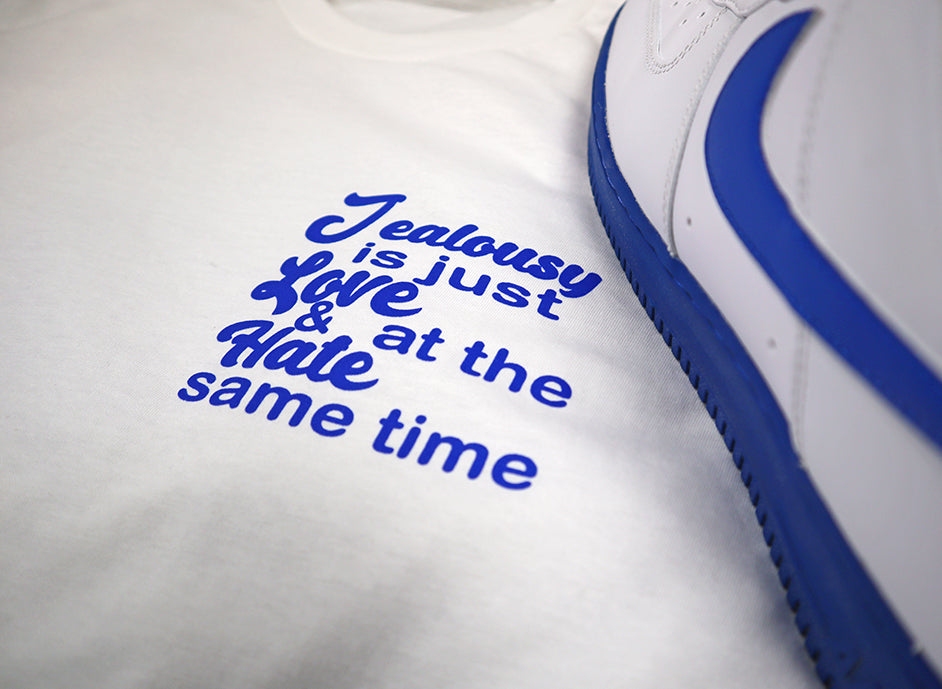 Barely "Jealousy" Tee (Wht/Blu)