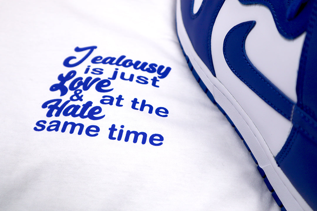 Barely "Jealousy" Tee (Wht/Blu)