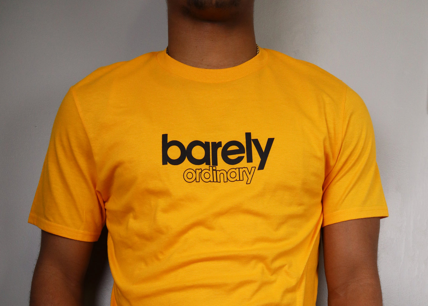 Barely "Stamped" Logo Tee (Gld/Blk) - Barely Ordinary