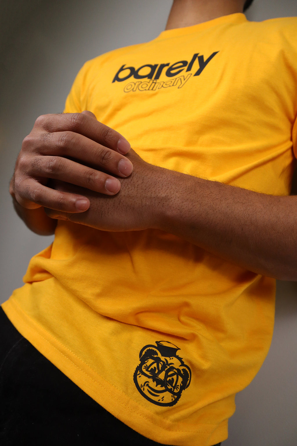 Barely "Stamped" Logo Tee (Gld/Blk) - Barely Ordinary