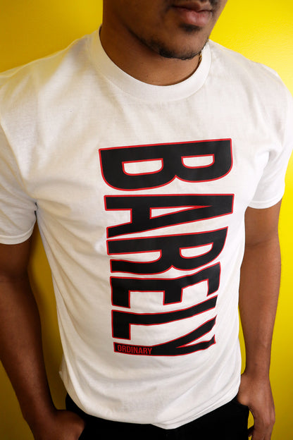 Barely Vertical Logo Tee (Wht/Blk/Red)