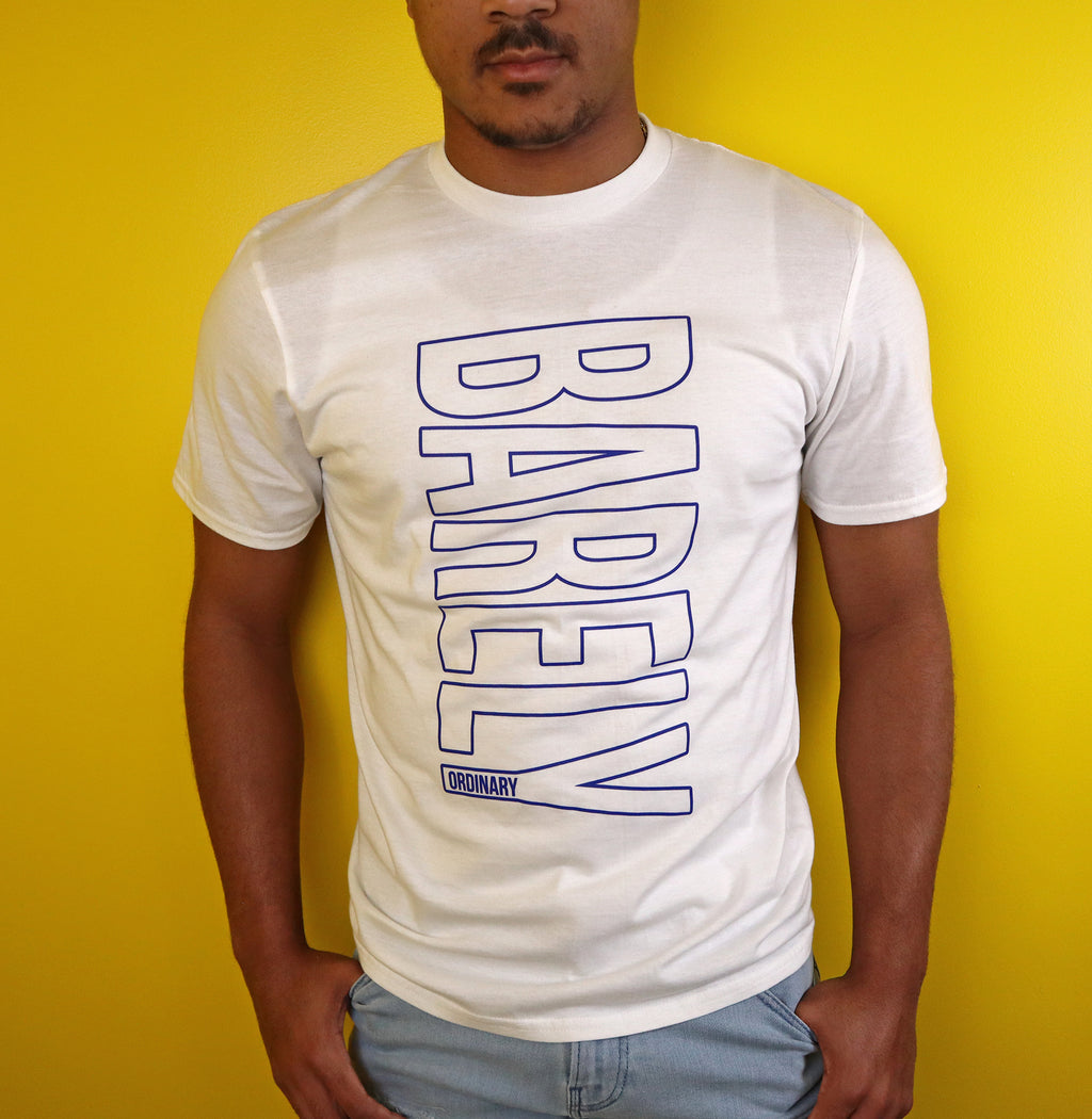 Barely Vertical Logo Outline Tee (Wht/Blu)