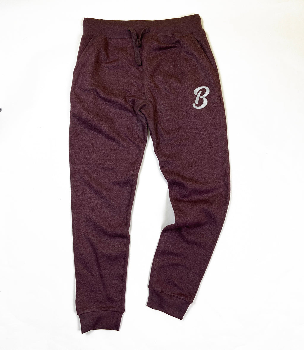 Barely "B" Logo Joggers (Wine/Silver) - Barely Ordinary